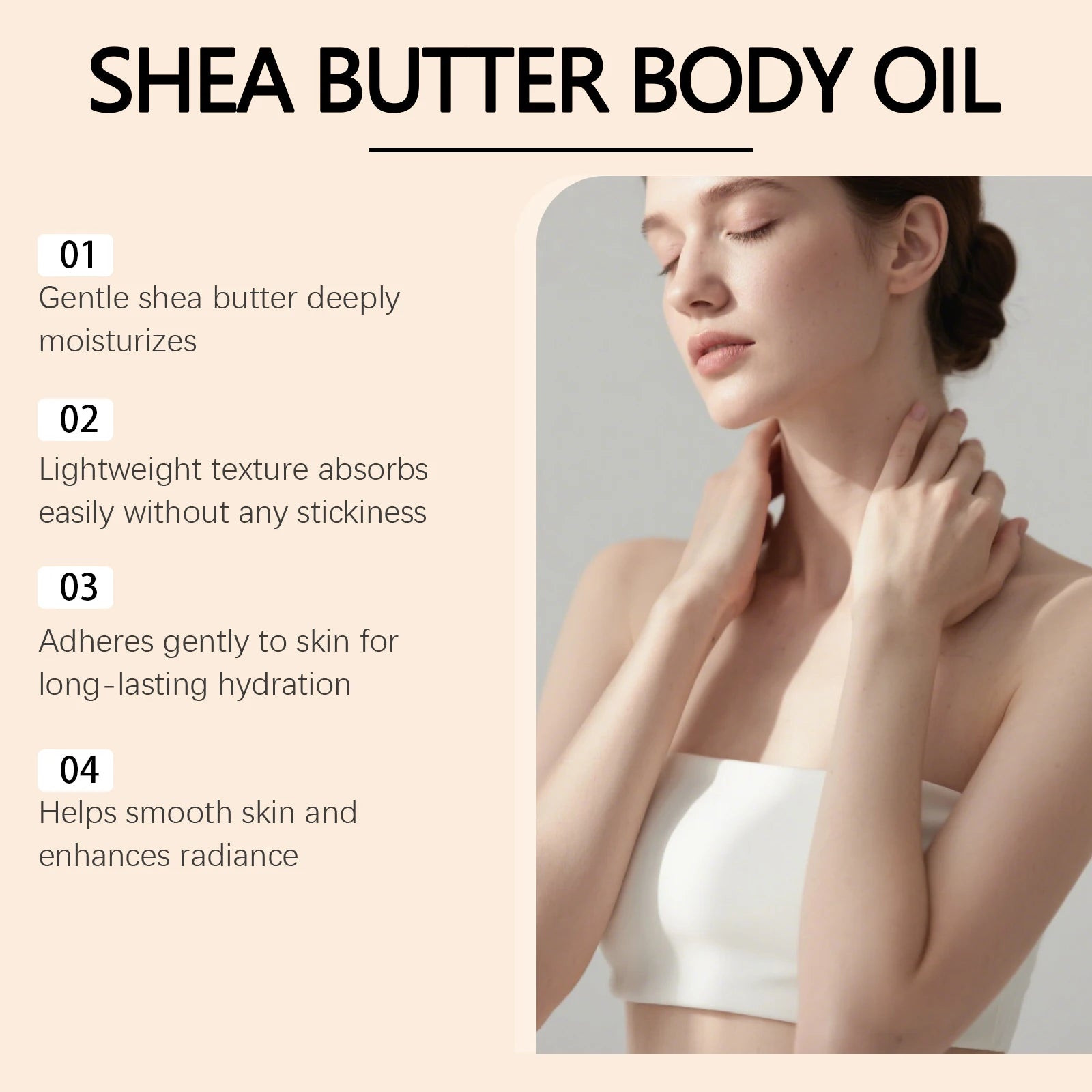 100% Pure Shea Butter Body Oil – Deep Moisturizing Massage Oil for Dry Skin