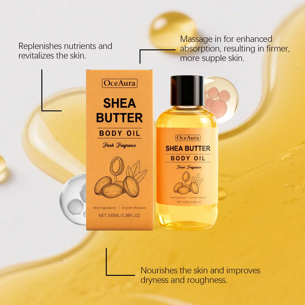 100% Pure Shea Butter Body Oil – Deep Moisturizing Massage Oil for Dry Skin