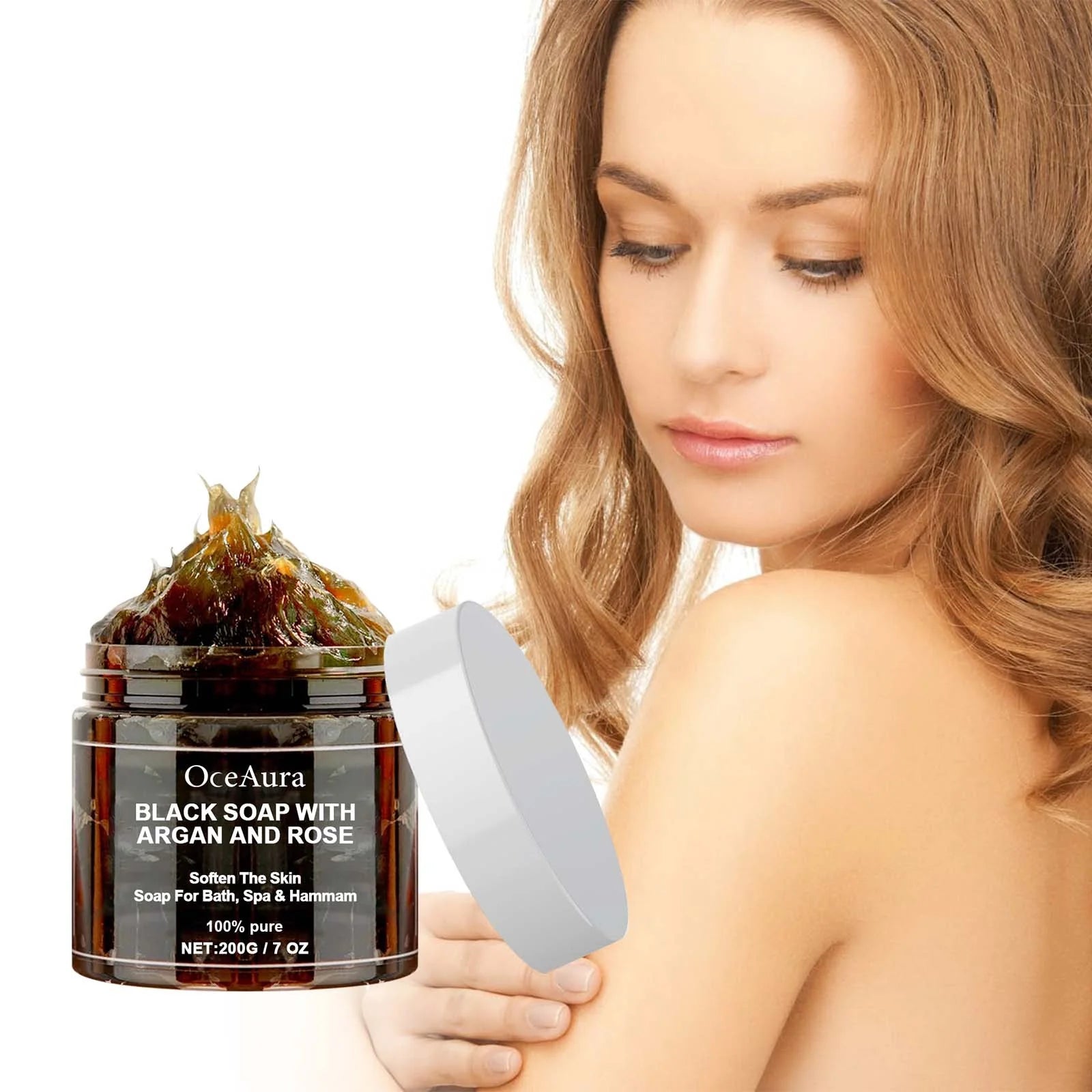 Moroccan Hammam Black Beldi Soap with Argan Oil & Rose – Deep Cleansing & Exfoliating Body Scrub